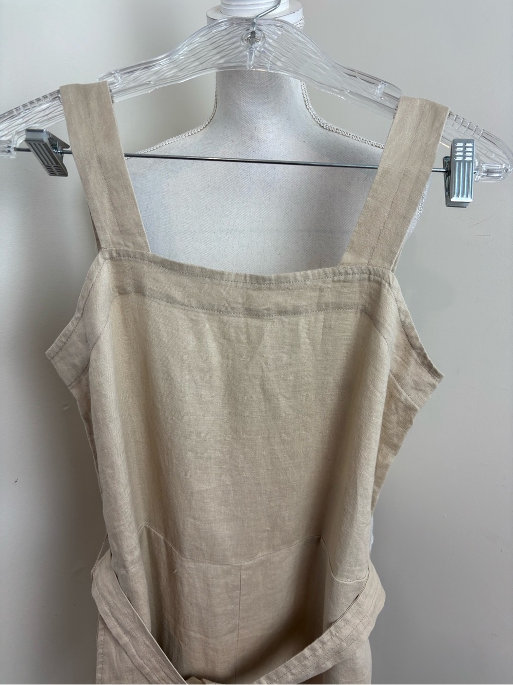 Quince 100% European Linen Square Neck Jumpsuit In Driftwood Size Small NWT - Picture 13 of 14